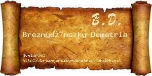 Breznyánszky Demetria névjegykártya